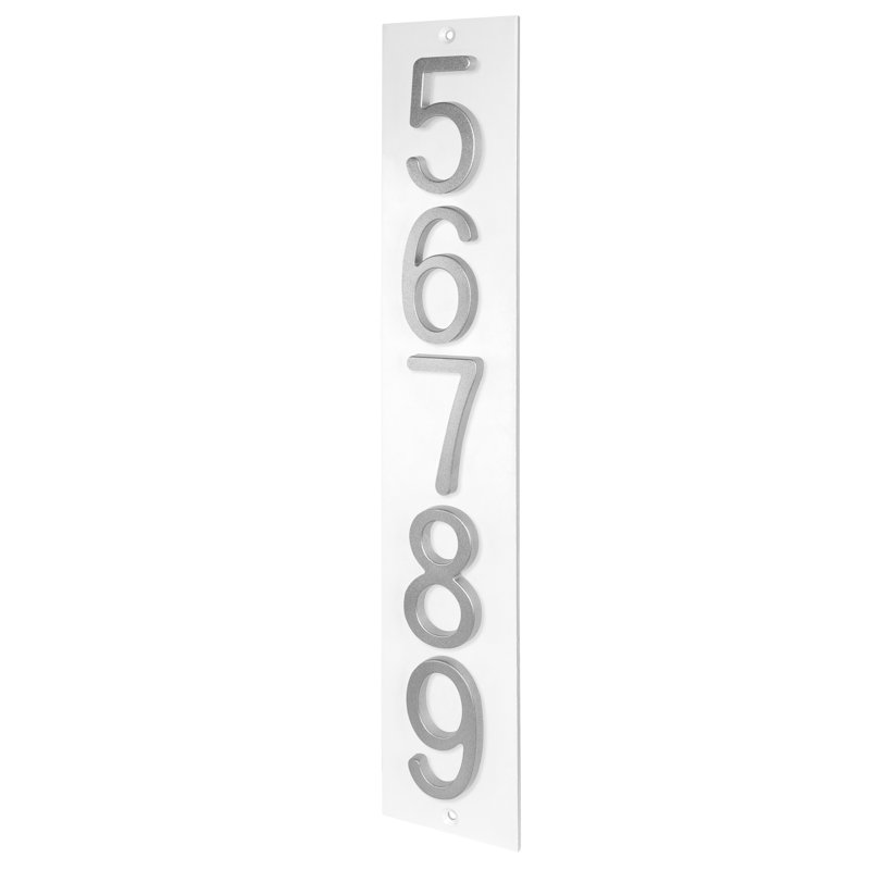 Plaque d'adresse verticale en aluminium Royal Shade, Blanc, Argent argent, Oui