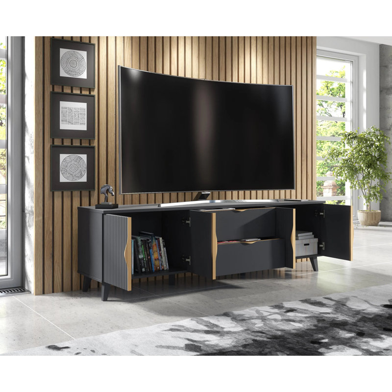 Azzurro10 Grey TV Stand for TVs up to 75in with White LED Lights