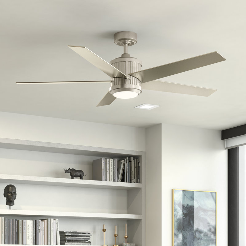 Brahm 56" Indoor Brushed Stainless Steel Ceiling Fan with Integrated LED and Remote Control Included