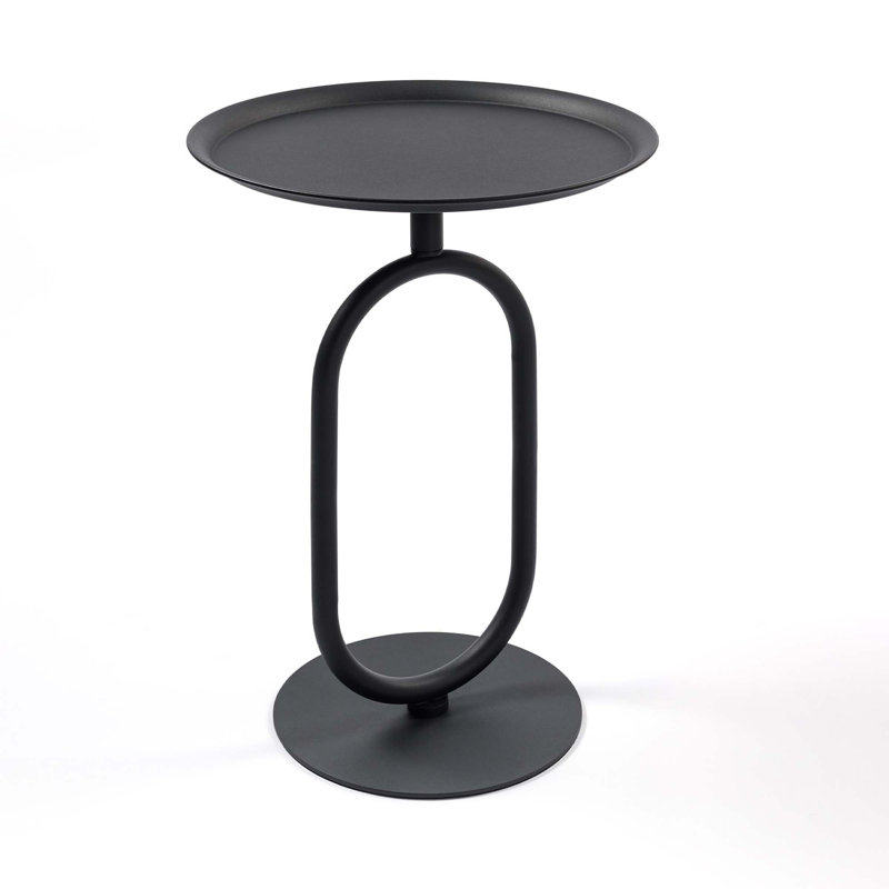 Table de bout moderne en métal en forme de lanterne, petite table d'appoint ronde, table basse cocktail, Noir mat