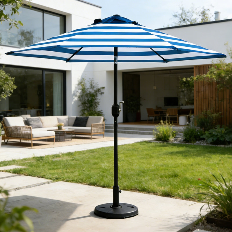 Parasol de marché 9 pi Getir, Blanc / bleu