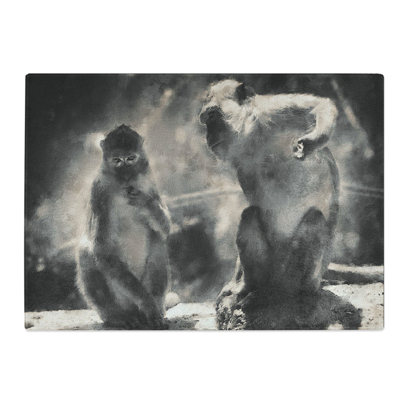 Mountain Monkeys Painting Chopping Board, 0.4cm H x 28.5cm W x 39cm L