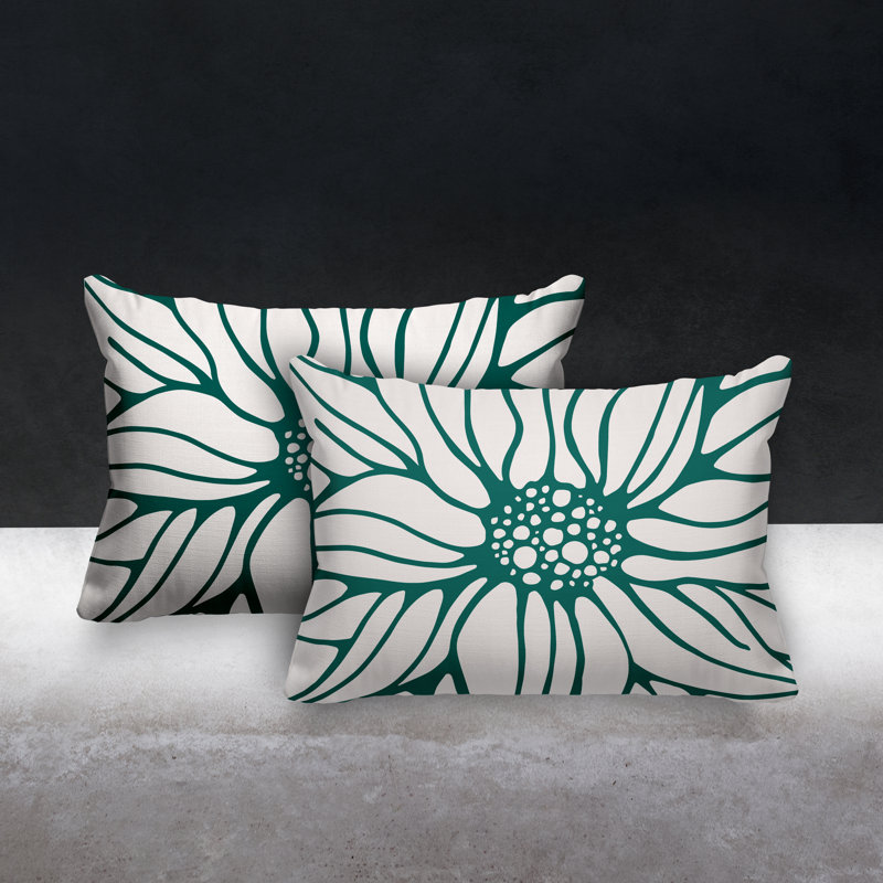 Polyester / Mélange de polyester Housse de coussin rectangulaire intérieure / extérieure lombaire et insert, Émeraude