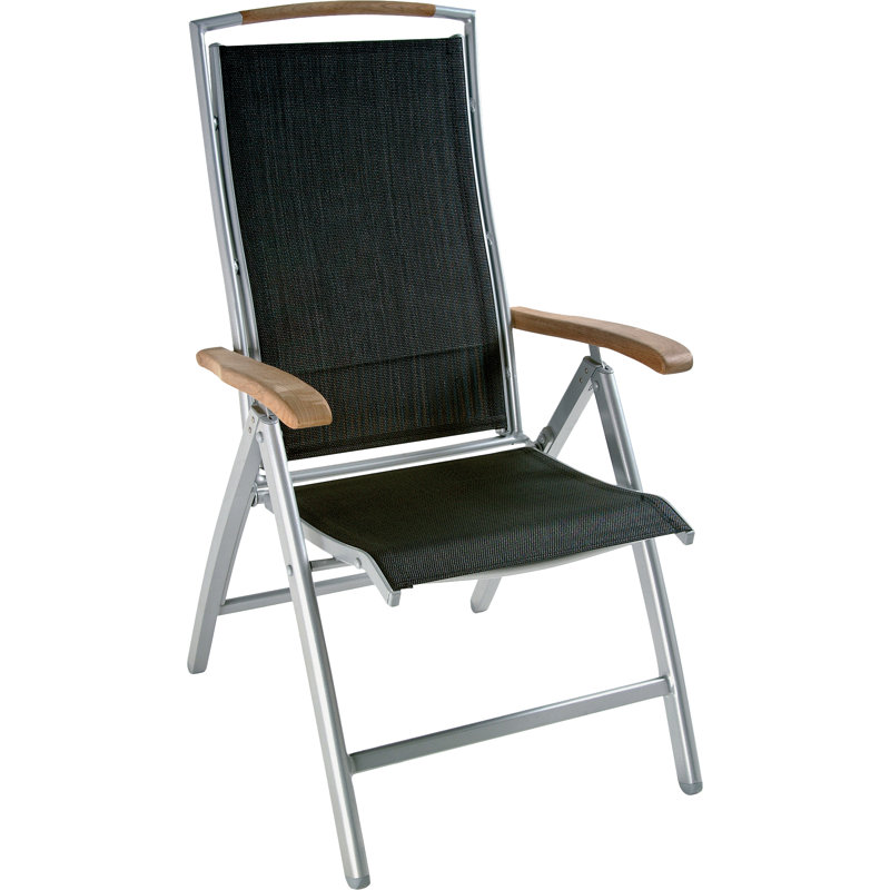 Billerica Patio Dining Armchair with Cushion, Silver / Black