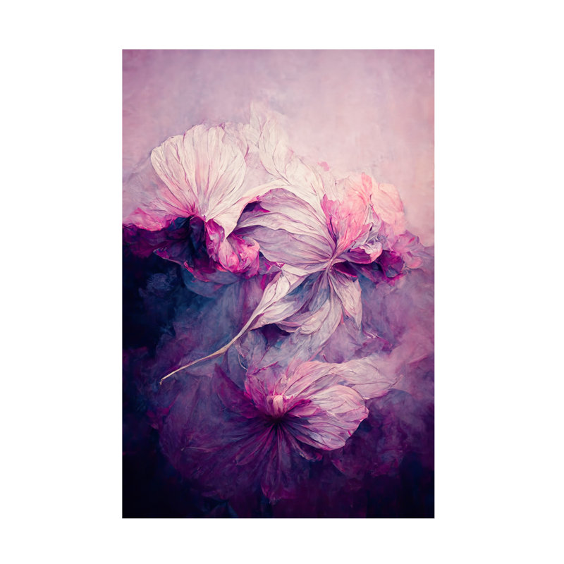 «Heleana», pivoine mauve sur toile par Treechild, H 19 po x l 12 po x P 2 po