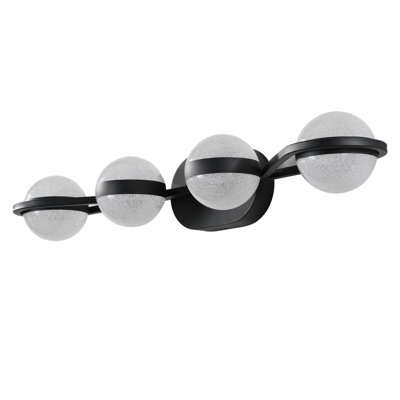 Bathroom Vanity Led - 4 Bulb Frosted Glass Shades, Wall Mounted Decorative  Black Lighting Black Stylish