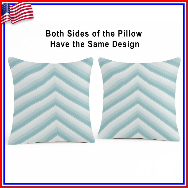 Coussins décoratifs à chevrons bleu et blanc, 14 X 14 pouces