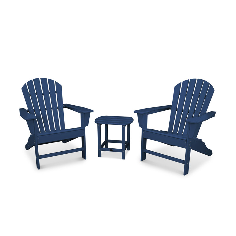 POLYWOOD South Beach Adirondack 3-Piece Set, Navy