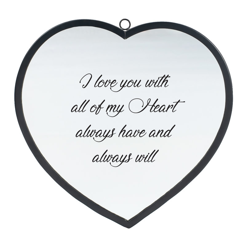 Miroir décoratif Emelia-Rose, Noir, Emogine Heart Je t'aime, 8 po x 8 po