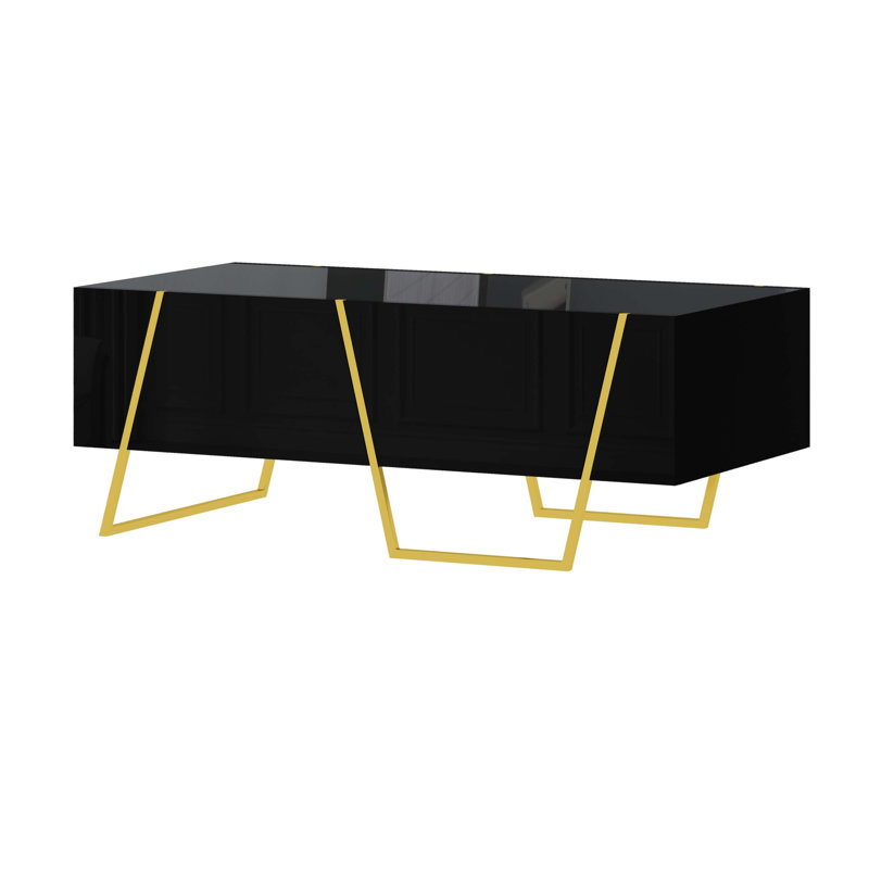 Table basse rectangulaire moderne ultrabrillante