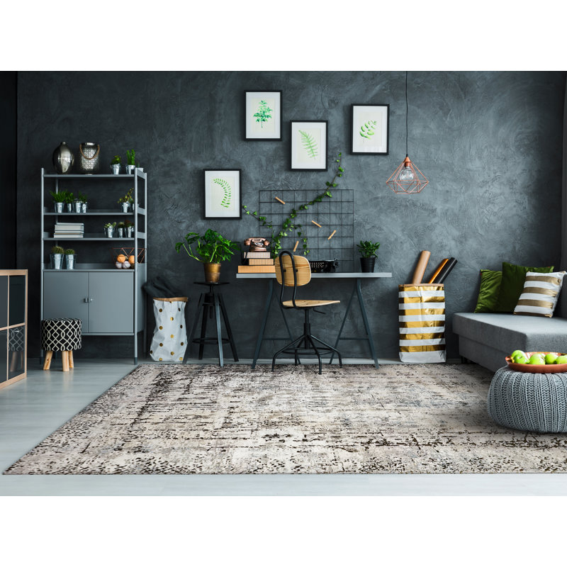Tapis beige area Mariam, Rectangulaire 5 pi 8 po x 7 pi 8 po