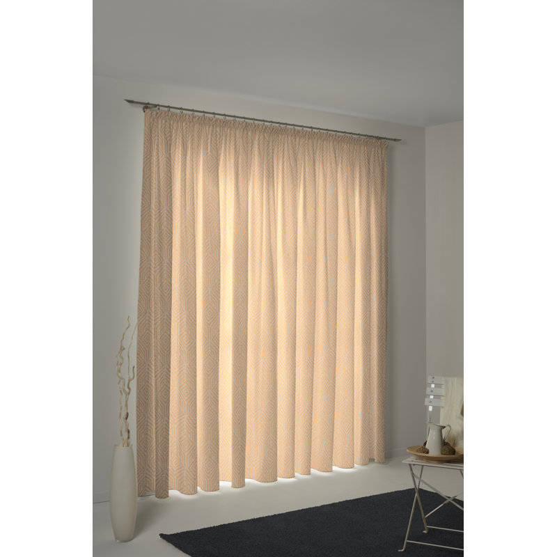 Caleigh Easy Diamond Slot Top Opaque Curtain, Bisque/Wheat, 145 W x 225 D cm