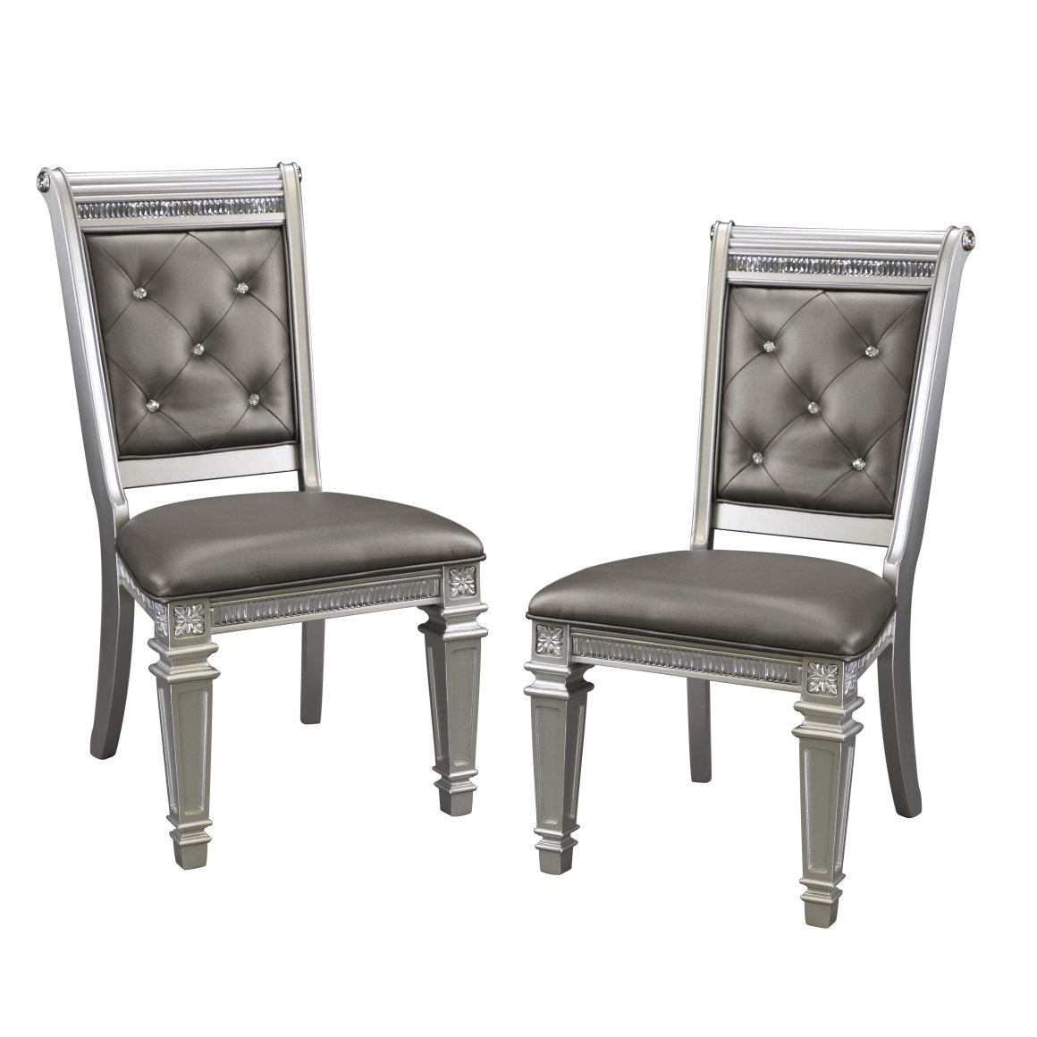 Rosdorf Park Modern Glam Silver Finish Dining Furniture Set Of 2 Side ...