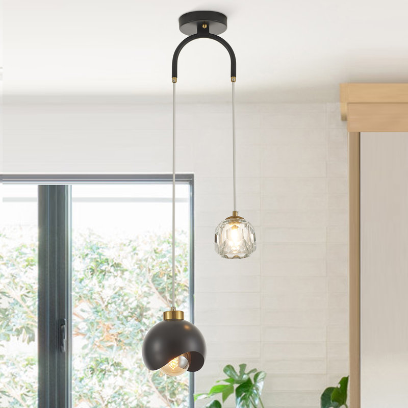 2 - Light Modern Pendant Light With Crystal Accent