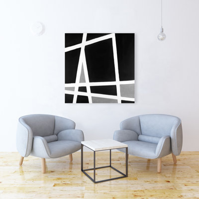 Formes abstraites en noir et blanc | Décor de toile monochrome gris
