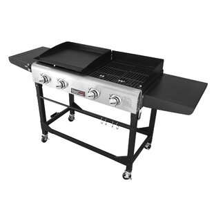 PARGRILL Flat Top Heavy Duty Grill Griddle Station with Gas Hood & Side  Shelves