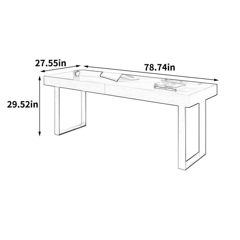 Bureau élégant et esthétique, H 29,52 po x l 78,74 po x P 27,55 po