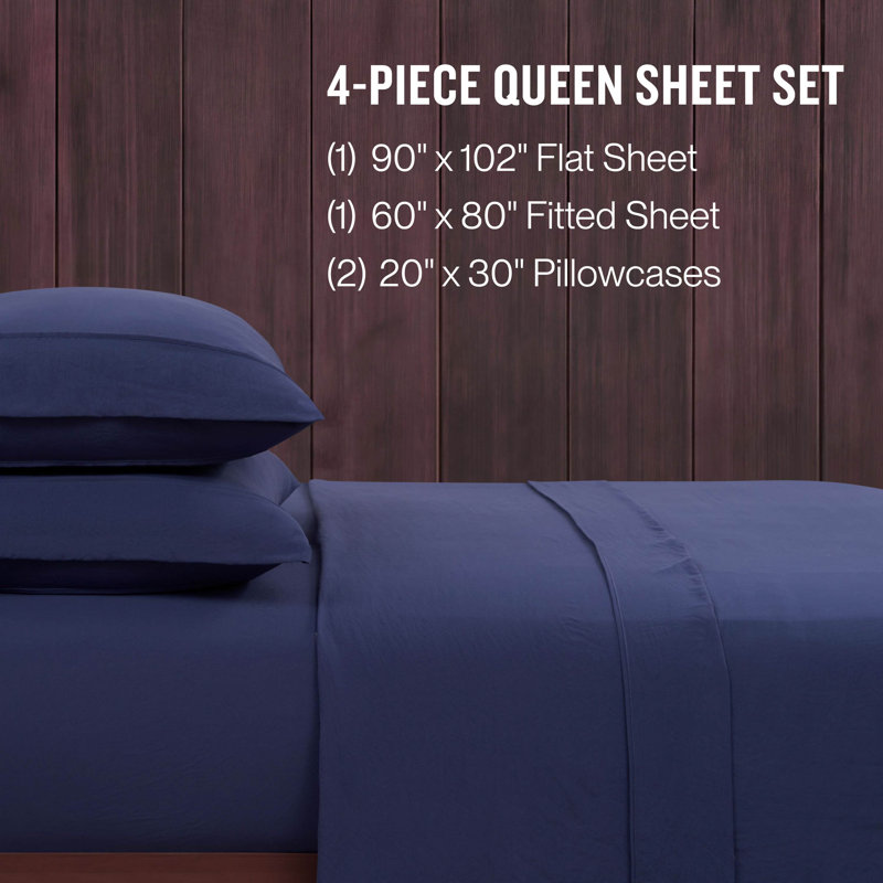 Champion Elastic Logo Microfiber Sheet Set, Queen, Coastal Blue