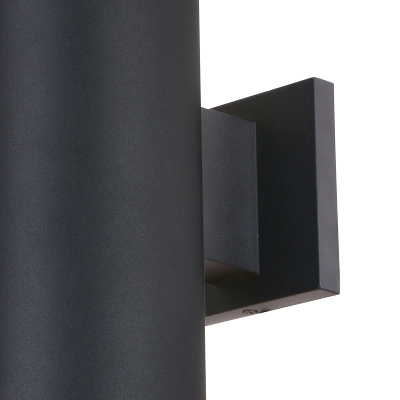 Edith Aluminum Outdoor Armed Sconce, Textured Black, 14.25" H x 5" W x 8" D, Up/Down