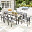 Ensemble repas 9 pièces pour patio avec chaises empilables, table facile à nettoyer