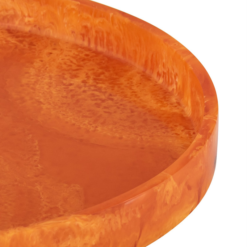 Plateau rond en résine orange Lg, Orange