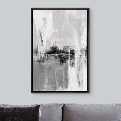 Grunge Abstract Paint Stroke Effect " IDEA4WALL Canvas Print Wall Art Grunge Industrial Gray Black Dark Color Field Abstract Shapes Illustrations Modern Decorative Relax/Calm Multicolor For Living Room, Bedroom, Office "
