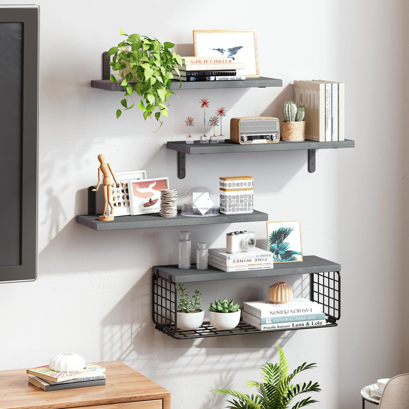 Floating Shelf, Gray/Black