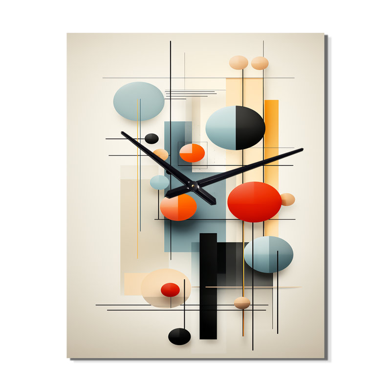 Dimensions de l'équilibre géométrique abstrait - horloge murale moderne surdimensionnée, H 32 po x l 16 po x P 1 po