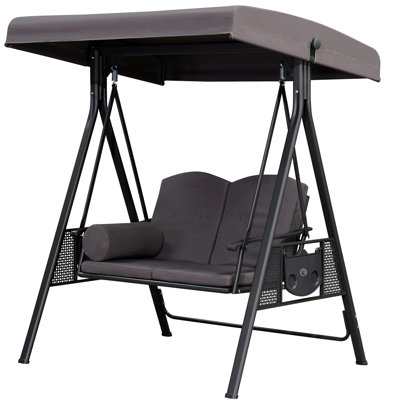 Shadona 2-seat Porch Swing with Canopy with Adjustable Tilt Canopy and ushions and Pillow Included, Gray