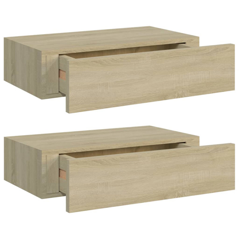 Azarie 2 Piece Floating Shelf, Oak, 10cm H x 40cm W x 23.5cm D