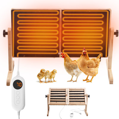 Smart Chicken Coop Heater with Thermostat, 200W Radiant Heat Panel with Adjustable Temp (86~194℉) & 12H Timer, Coop Heater for Winter, Remote Control, Animal-Proof Power Cord, Wood