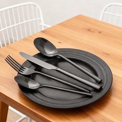 40-Piece Black Flatware Set, Forged Stainless Steel Cutlery Set Service For 8, Mirror Polished Dishwasher Safe Silverware For Kitchen Home Wedding Party