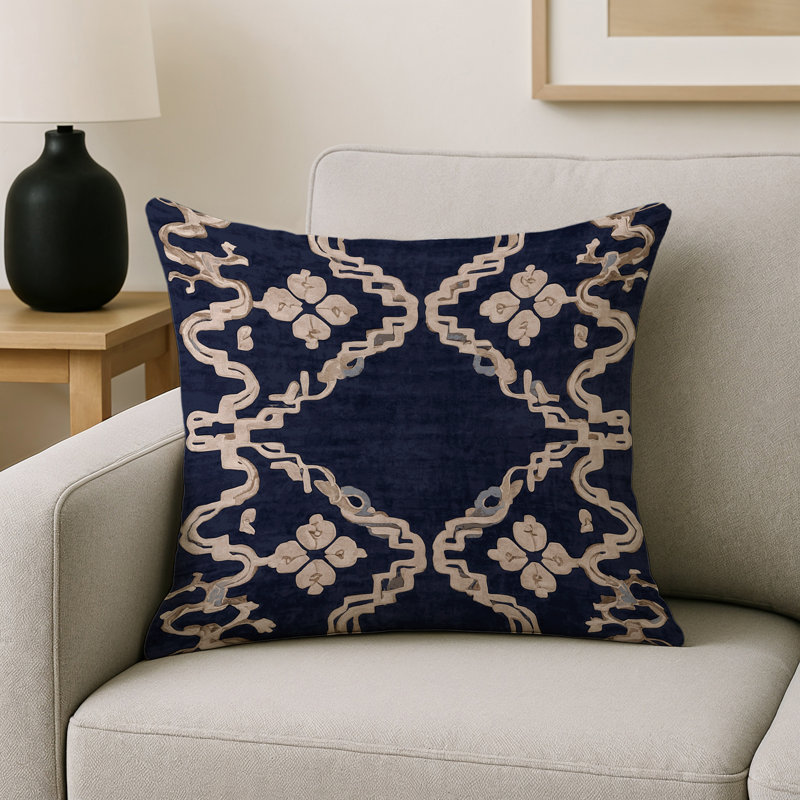 Coussin décoratif intérieur et extérieur Modern, Gris géométrique 50, Carré 18 po