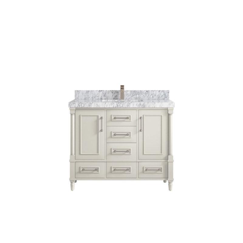 Meuble-lavabo simple avec comptoir 42 po Aberdeen, 2 PO – marbre de Carrare