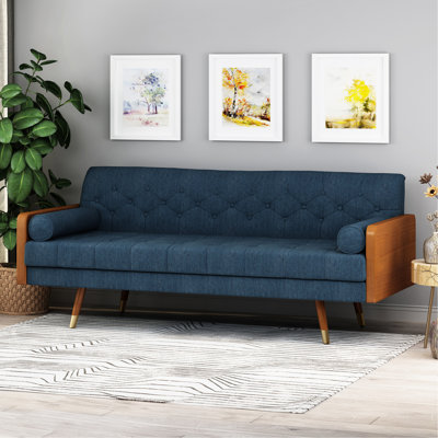 Tissu de charme charmant de style Mid-Century moderne bleu marine avec extrémités dorées