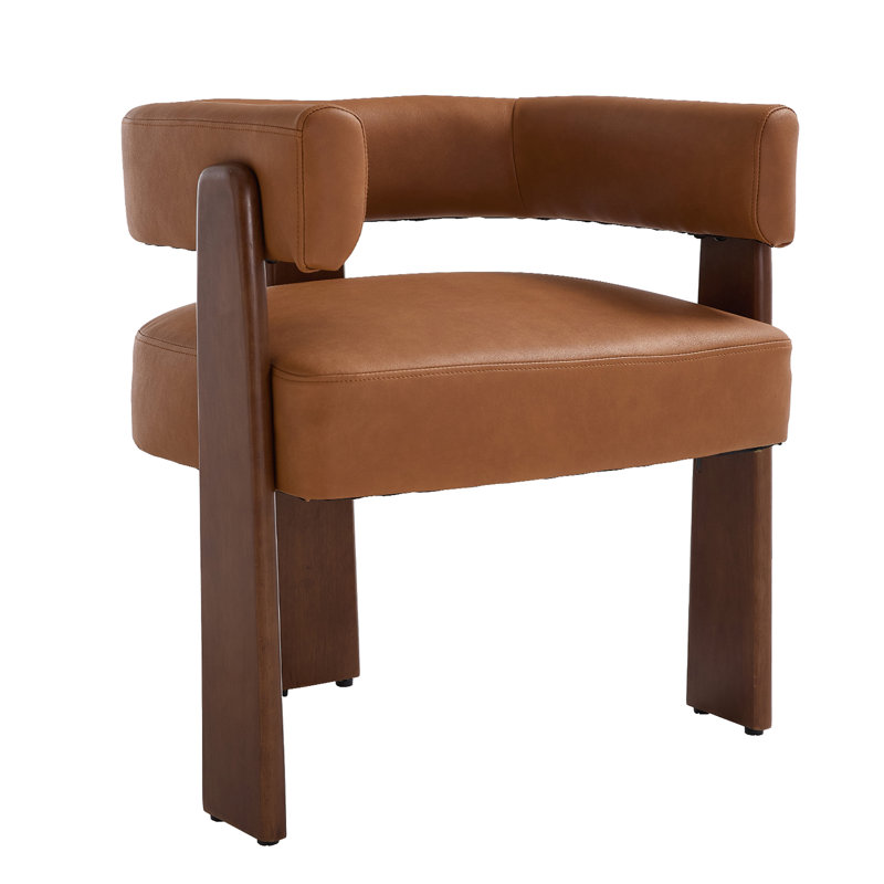 Modern Farmhouse Dining Chair - Solid Wood Tripod Base With Adjustable Feet - Padded Seat & Open Back - 19.25" Height