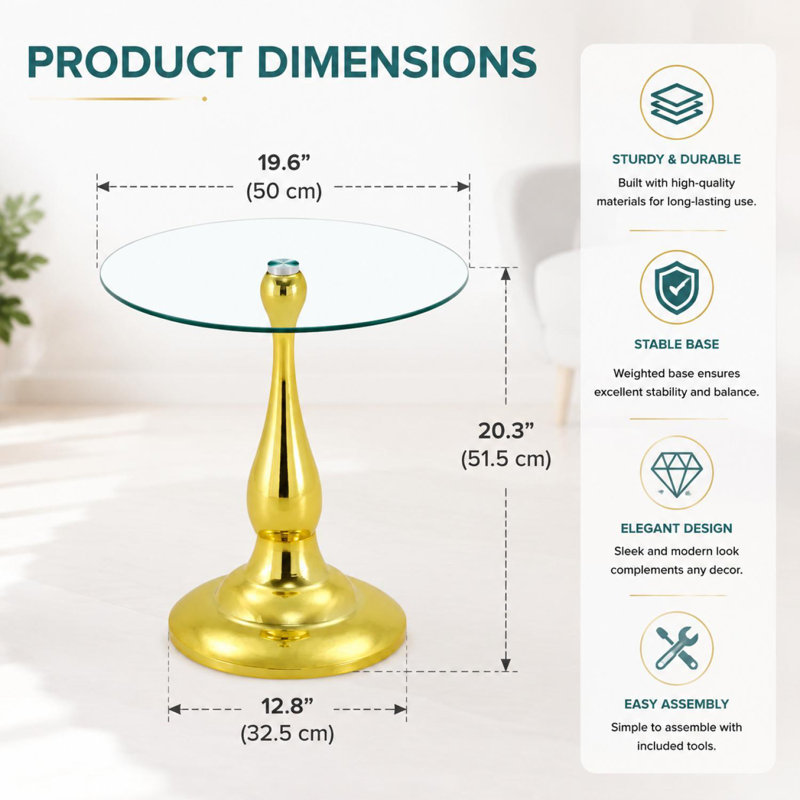 Table d'appoint Modern, Transparent / Doré