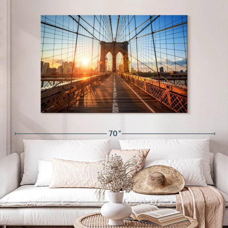 Ravi Sunlit Brooklyn Bridge, H 34 po x l 51 po
