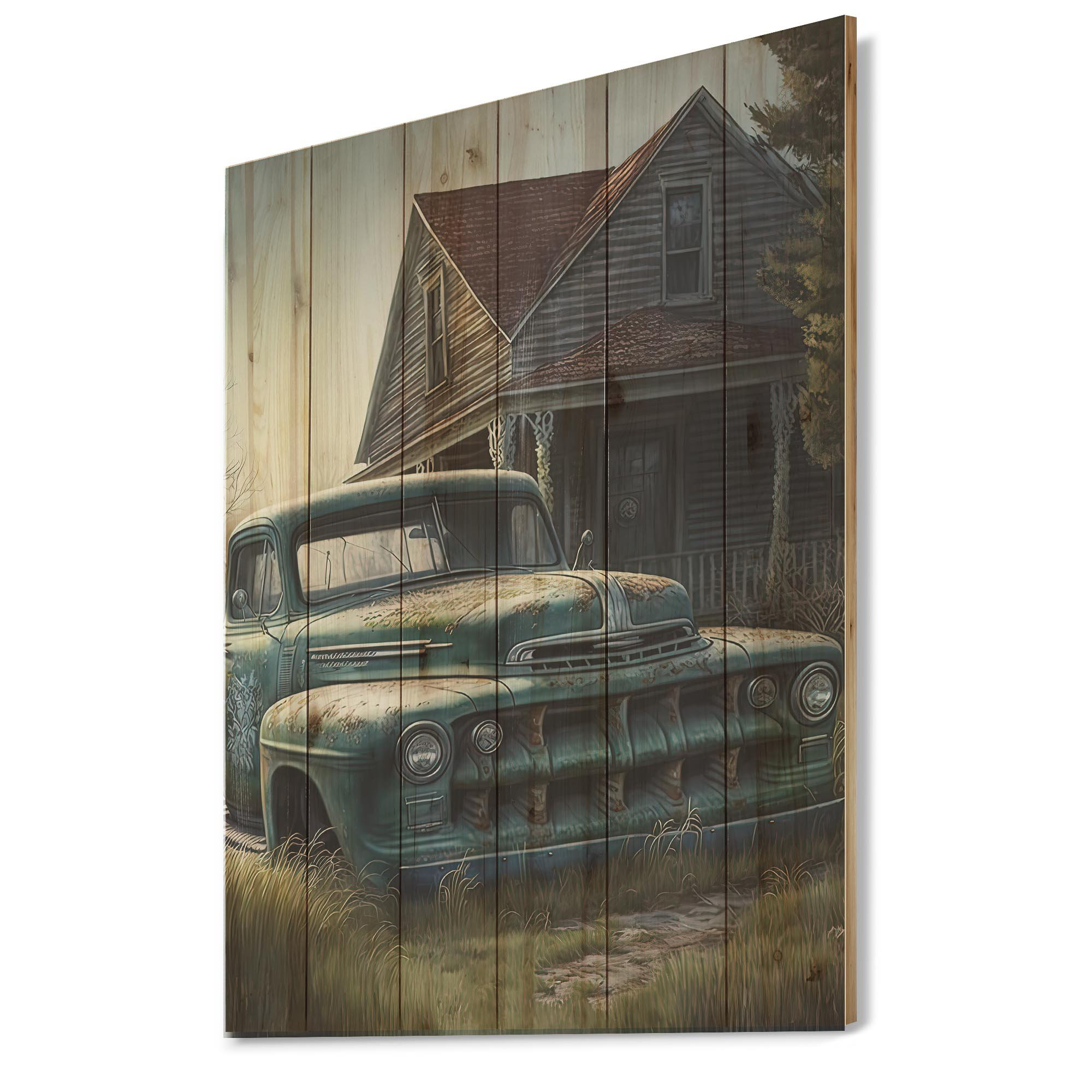 August Grove Old American Truck In Barn II - Farmhouse / Country Wood ...