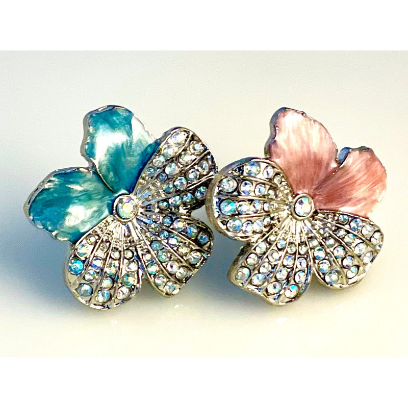 Poignée cloisonnée glamour bleue et argentée
