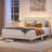 Corduroy Upholstered Platform Bed with Channel-Tufted Headboard, Modern Queen Bed Frame with Soft Padded Edges and Ambient LED-755949447-755949442