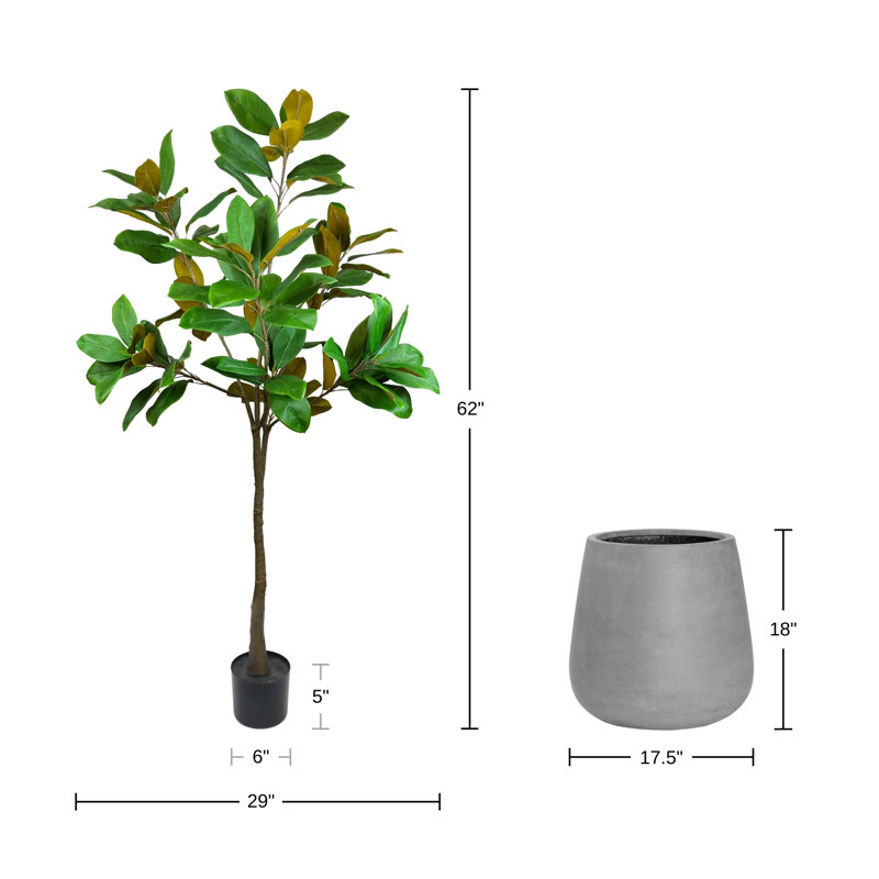 UV Rated 5' Magnolia Tree Drop-In with Fiberstone Planter