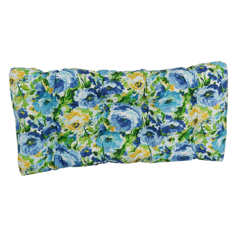 Outdoor 5'' Loveseat Seat Cushion, Light Blue/Green