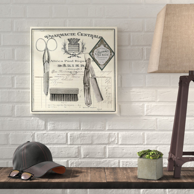 «Apothecary Barber I» par Tre Sorelle Studios, reproduction d'art graphique sur toile, H 36 po x l 36 po