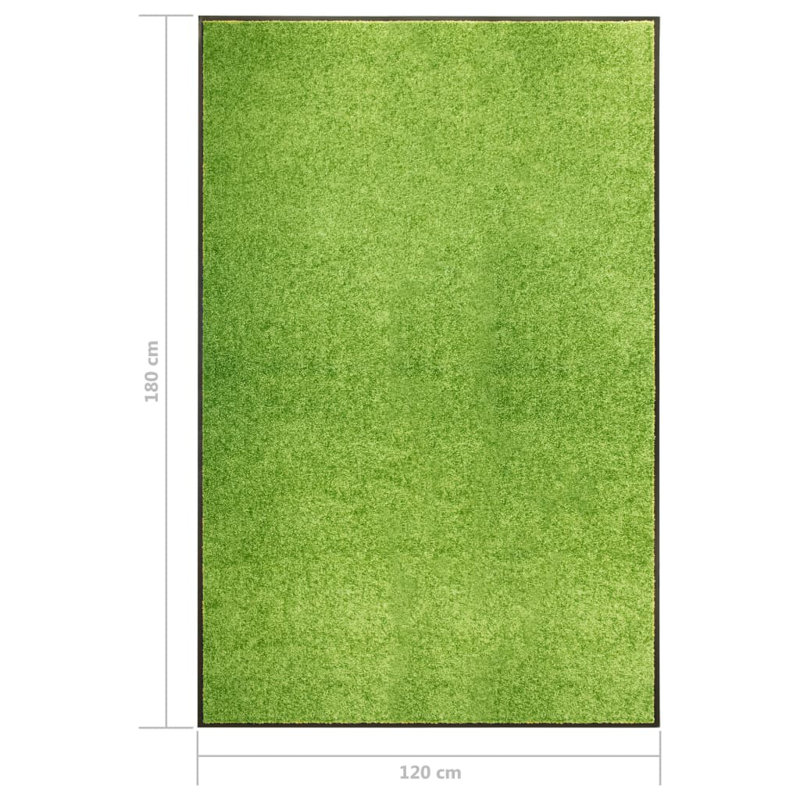 Deirore Non-Slip Indoor / Outdoor Doormat, 0.9cm H x 180cm W x 120cm L, Green