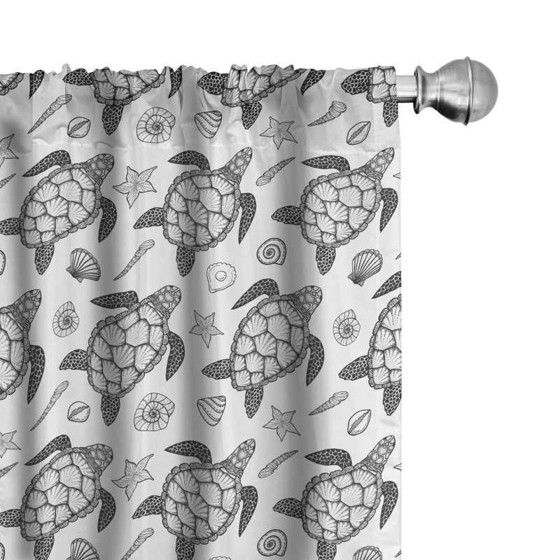 Turtle Semi-Sheer Rod Pocket Curtain Panels, Black, 28" x 63"