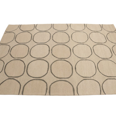Jashone Geometric Hand-Tufted Modern Rectangle 5' X 8' Area Rug Beige