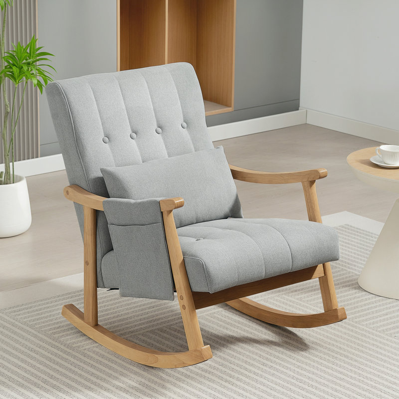 Polyester Rocking Chair, Light Grey, Natural