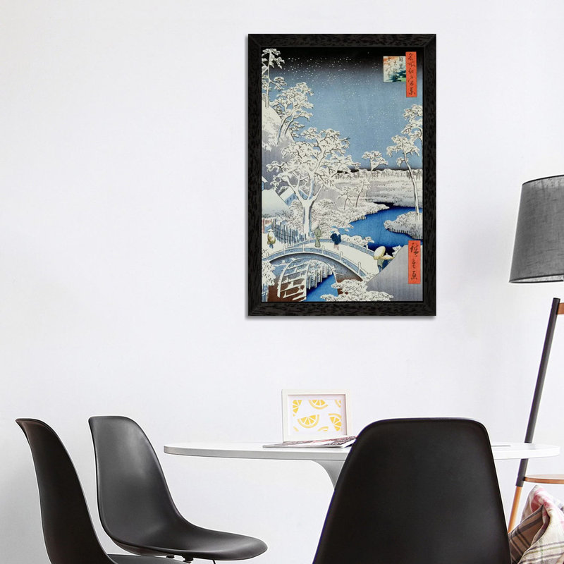 Winter Landscape by Japanese School - Floater Frame Painting on Canvas, 152.5 cm H x 101.5 cm W, Black Framed
