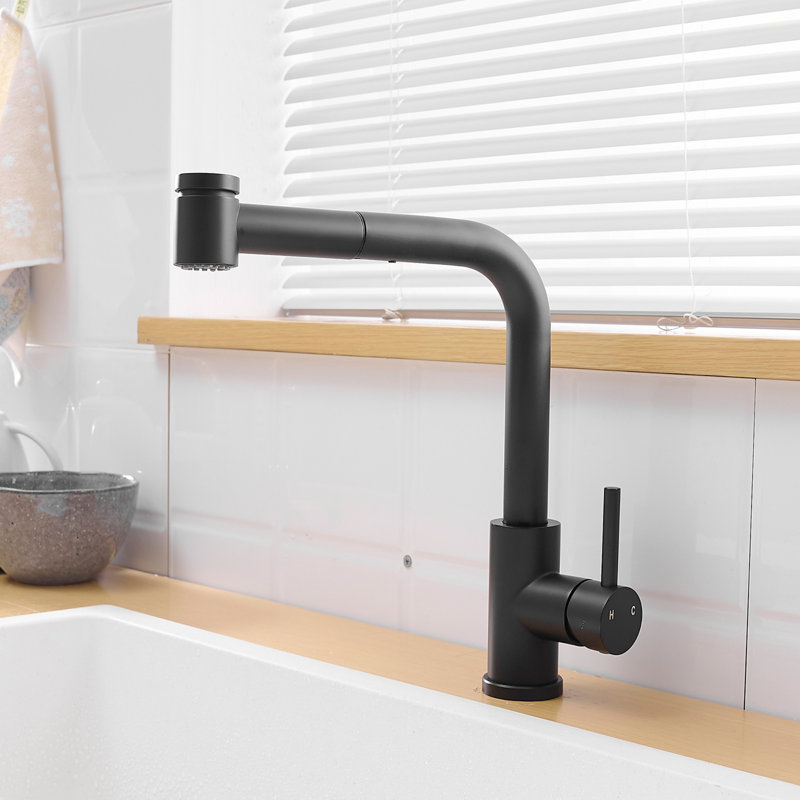 Sink Faucet, Black Kitchen Faucets With Pull Out Sprayer, Bathroom Sink Faucets Mini Bar Prep Faucet, Black